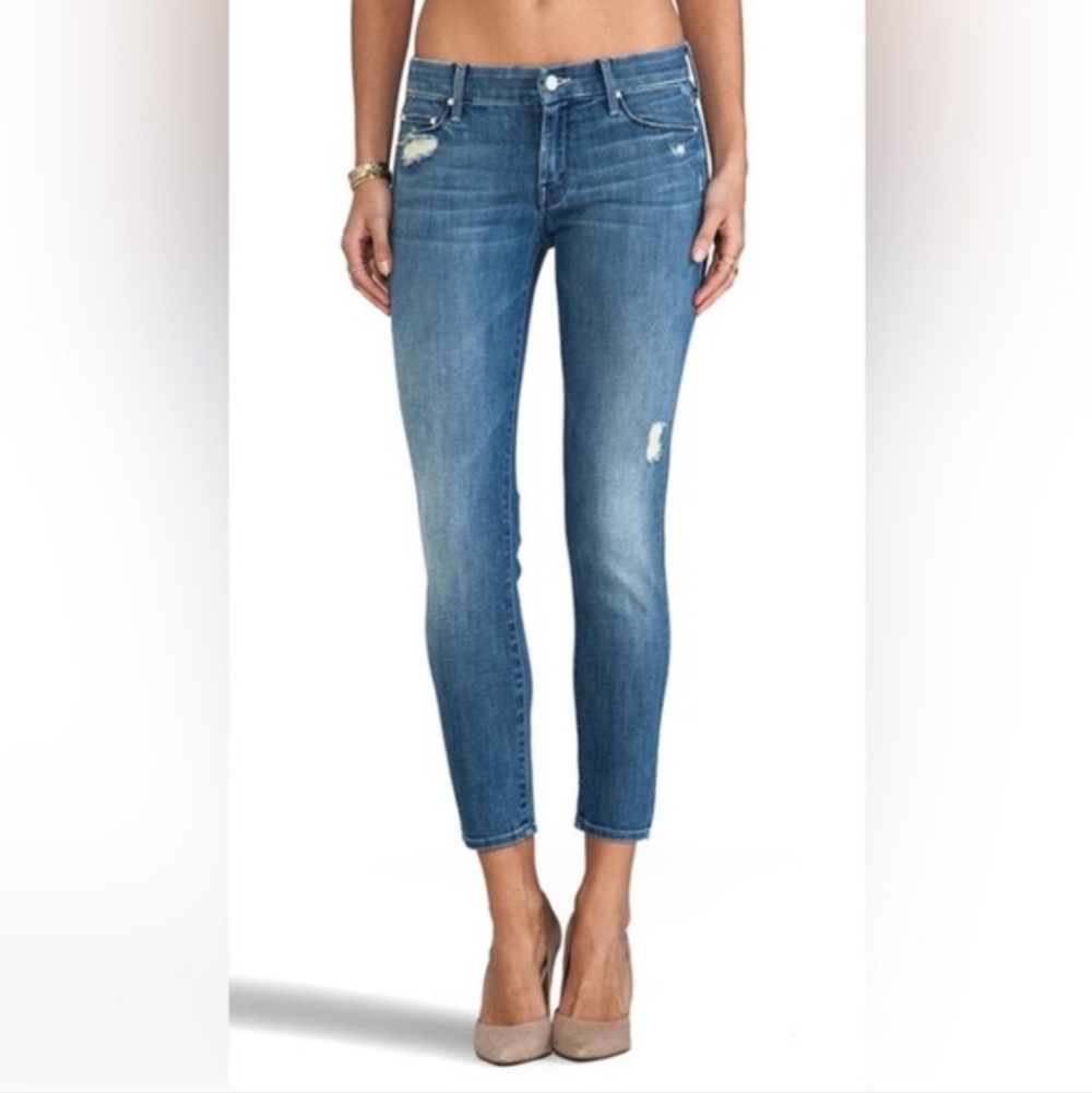 MOTHER The Looker Ankle Zip Ankle Cropped Jeans in Classic Blue Size 31!